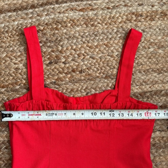 WAYF Medium Red Patricia Ruched Cup Sheath Minidress Linen blend - Picture 5 of 6